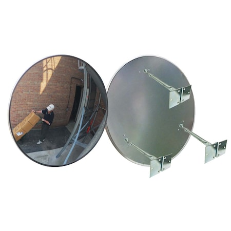 Se-Kure Convex Safety Mirror, Acrylic, 26", Galvanized Steel, Circular, 160 Degrees Viewing Angle TCVO-26T-GB